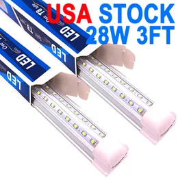 25 Pack LED T8 SHOP LIGHT 3ft 28W 6500K DAGLIGHT VIT LÄNDALA LED -integrerade rörljus med tydligt täckning, LED -stångljus för verkstad, Workbench Garage Crestech