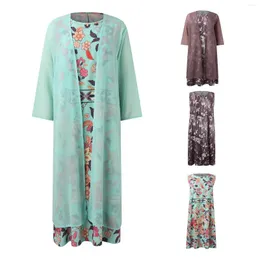 Casual Dresses Long Sleeve Printed Cardigan Dress Chiffon Loose Temperament Commuter Women's Clothing Floral