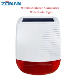 Boards Zonan Sn40 433mhz Outdoor Solar Waterproof Siren Wireless Light Flash Strobe Loudspeaker for Home Burglar Alarm Security System