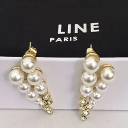 デザイナーCelline Saijias New Celi Elegant Temalant French Grape Diamond Pearl earringsゴールドメッキダイヤモンドセットファッショナブルなイヤリング
