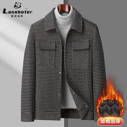 Lai Shibert Autunno/Inverno New Thousand Bird Checker Giacca da lavoro per uomo in cotone Giacche per mezza età e per giovani Cappotto per papà da uomo 221121