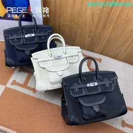 Designer Bags Bk Cargo Canvas/Swift leather Handbag Peige Full Hand Sewn Wax Thread Cargo Canvas Platinum Bag 25-35cm Original Canvas Collar Cowhide Multi Color HBXI