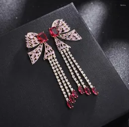 Dangle Earrings Fashion Bowknot For Girl Sweet Long Tassel Water Drop Pendant Earring Women Brand Jewelry Pink Butterfly7804644