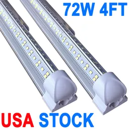 مصابيح مصباح LED 4FT ، 72W T8 مصابيح أنبوب متكاملة ، شكل V 270 درجة مستودع الإضاءة ، قابس الأضواء المطورة والتشغيل ، 6500 كيلو 65 كيلو.