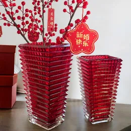 Czerwony szklany nordycki wazon dekoracyjny nowoczesny kryształowy silikonowy wazon Wnętrza wnętrza garnek de Fleur Nordic Dekoracja domu