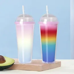 Water Bottles Cup Color Changing Drinking Food-Grade Reusable Beverage Mug Obstacle Design Straw For Home