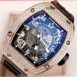 Relógio Mecânico Cronógrafo Richardmill Relógios de Pulso de Luxo Mens Relógios Richardmill Mens Série RM010 Automação Rosa Ouro Traseiro Diamante Mens Mechanica GW7N