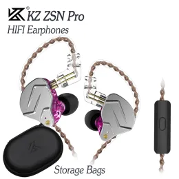Fones de ouvido kz zsn Pro nos fones de ouvido de monitor de ouvido 1dd+1ba hybrid sport sport fone de fone de ouvido cancelamento de 3,5 mm sem/com microfone