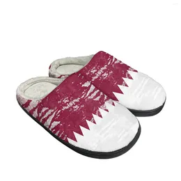 Slippers Qatar Flag Home Cotton Custom Mens Womens Sandals Plush Bedroom Casual Keep Warm Shoes Thermal Slipper
