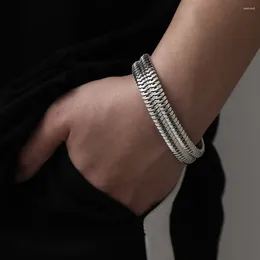 Charm Bracelets Punk Thick Chain Bracelet Men Simple Wide Hand 2024 Trendy Men's Chunky Fashion Jewelry On Gift