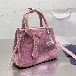 Galleria bolsa de compras com alça de diamante brilhante, bolsa de couro saffiano brilhante, multi pochette com alça de ombro longa, bolsa crossbody d2375