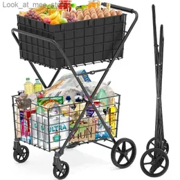 Wózki na zakupy duży koszyk na artykuły spożywcze z odłączonym koszem do przechowywania i 360 toczącymi się kołami huśtawkowymi Q240227