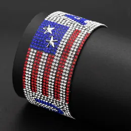 Populära Europa Amerika USA UK Flag Hip Hop Armband Full Diamond Armband Armband Strap Cuff Bangles Fashion Mens Womans Designer Armband Smycken