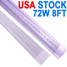 LED Shop Light 8Ft, 72W 7200LM 6500K, T8 LED Light Fixture, Clear Cover, Ceiling and Utility Shops Lighting, Linkable Tube Lights, Sho p Lights Room, Garages crestech