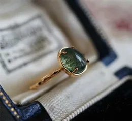 LAMOON Natural Green Moss Agate Ring For Women Vintage Gemstone Rings 925 Sterling Silver Gold Plated Jewelry Accessories RI007 224130286
