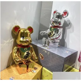 Movie Games Bearbrick 400 Electroplating Gold Lucky Cat Figure Table Decoration Drop Delivery Toys Gifts Action Figures Dhk7Z