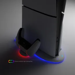 Stands DOBE TP53528 Cooling Charging Dock Station With RGB Color Atmosphere Light Circle for PS5 Slim Console