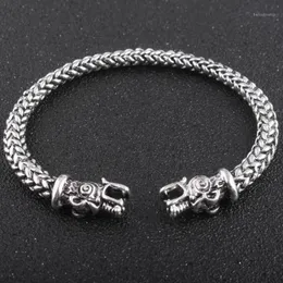 Gotisk vikingnorisk drake armband handgjorda öppningsvikingar av midgard armband tvåhövda vargarmband för män tillbehör1320z