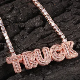 Custom Name Necklace Ice Baguette Letters With Tennis Chain Full Iced Out Zircon Pendant Gift Hip Hop Jewelry218j