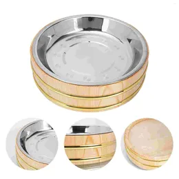 Dinnerware Sets Wooden Sushi Rice Bowl Bucket: Wood Cooking Steamer Steamed Cask 22cm Hangiri Oke Mixing Tub For Home Restaurant