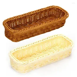 لوحات 2 PCS سلة خبز راتان مربعة لفاكهة // شوكة ملعقة سكين تخزين طاولة حفل زفاف الديكور