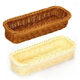 Plakalar 2 PCS Meyve için Rattan Ekmek Sepeti // Çatal Kaşık Bıçak Depolama Restoranı Düğün Masa Dekorasyonu