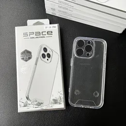 Espaço robusto acrílico transparente casos cristal não amarelado TPU PC capa fina à prova de choque para iPhone 15 14 13 12 11 Pro MaxSamsung Huawei capa transparente