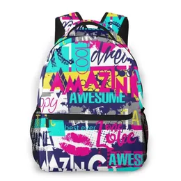School Bags 2021 OLN Style Backpack Boy Teenagers Nursery Bag Abstract Slogan And Grunge Elements Back To298U