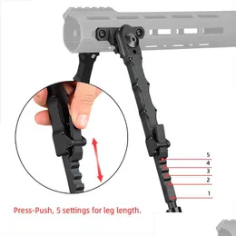 Acessórios de montagens de escopo Rifle Bipod Bolt Action V9 Split Fit 21.2Mm Picatinny Rail Pés de borracha de alumínio tático 5 Pla Dh05Y