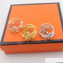 Parringar 2023 Pig Nose Chain Ring Luxury Diamond Womens 18K Gold Designer Drop Leverans smycken DHL4N