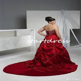 Retro Red Gothic Wedding Dresses Pleat Brodery Ball Gown Country Brudklänningar Plus Size Size Beaded Eesthetic Bride Dress Medieval Robe de Mariee Vestidos Novia