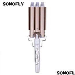 Curling Irons Sonofly 22Mm Triple Barrel Hair Curler Egg Roll Wavy Hairstyle Profession Hairdressing Tool Women Electric Iron Drop De Dhpy8