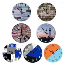 Wall Clocks Hanging Clock 25cm/10 Inch Coastal-Worn Blue-Battery Operated Rustic-Wall Decor-for Home Office Living-Room Bedroom
