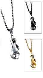 Blacksteelgold Color Fashion Mini Boxing Glove Necklace Boxing Smycken Rostfritt stål Cool Pendant For Men Boys Gift6835600