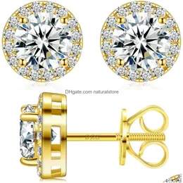 Kolye kolyeler moissanite halo küpeler stud vida geri vidalı 06ct80ct18k whi tegol dpla ted925 Ste rlingsil verlab rou ndcut bri lliantd dhjad