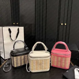 Torby na ramię Mini Tote Pink Beach Designer Luksusowa sieć słomy Wysokiej jakości Crossbody klasyczny dzianinowy pudełko torebki moda 24227