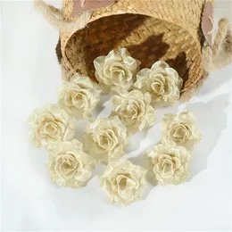 Decorative Flowers 10 Pcs/lot Simulated Curled Corner Gold And Silver Roses Hair Band Headwear Accessories Artificial Plant Simulation