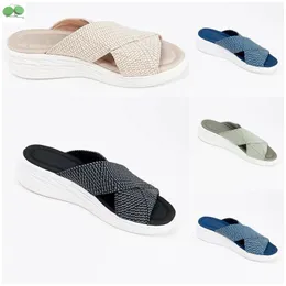 Slipper Designer Slides Women Sandals Heels Cotton Fabric Straw Casual Slippers for Spring and Autumn Flat Padded Strap Shoe Big Size