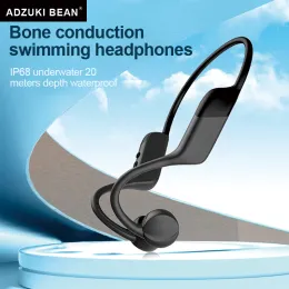 Spelare Adzuki Bean Y10 Benledning Simning Hörlur Trådlös Bluetooth IP68 Vattentät hörtelefon med 32 GB -kort MP3 -spelars headset