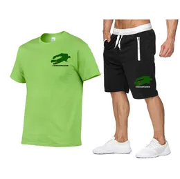 Summer New Men Sets Shorts Outfits Male Tees Street T Shirt Two Piece Print Casual O-Neck Tracksuit Oversized Beach Sportwear