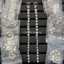 Diamond Long Carring Klasyczne kolczyki projektanty Letter Studs Kobiet biżuteria Perła Kolczyki Kryształowe Prezenty Prezenty Para 925 Srebrne akcesoria mody miedziane