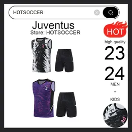 23/24 Juventus Football Jersey Vest Training Uniform Pogba Di Maria Vlahovic Chiesa 23/24 Sportkläder för män för barnens fotbollsuppsättning enhetliga sportkläder