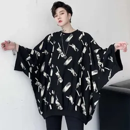 Men's T Shirts Fashion O-Neck Loose Printed Batwing Sleeve T-Shirts Clothing 2024 Spring Oversized Casual Tops All-match Tee Shirt