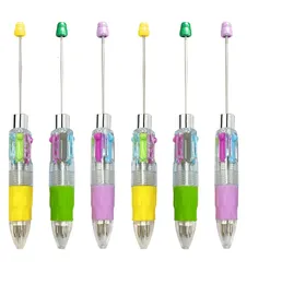 20pcs 4 color napełnienie koraliki Ballpoint Pen DIY Beadable Pens Student Student Pigieniarnie Plastikowe prezenty School School Supplies 240219