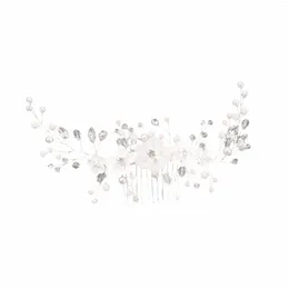 Grampos de cabelo jóias flor pentes artesanais imitação pérola strass headwear para mulheres longo grosso