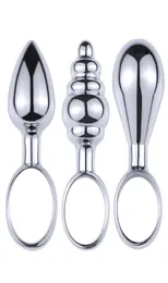 3pcsset mini metal anal fişler ile parmak yüzüğü anüs genişletici anal seks oyuncakları yeni başlayan vajinal popo fiş prostat masajı x0401106847