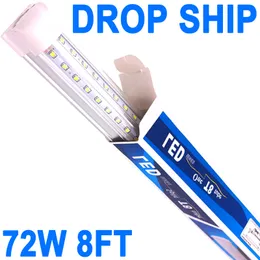 LED T8 Integrated Single Fixture, 8ft 7200lm, 6500K Super Bright White, 72W Utility LED -butiksljus, tak och under skåpljussladdade elektriska garage Crestech