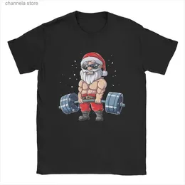 Męskie koszulki fitness świąteczny prezent świąteczny Święty Święty Santa Vintage Tees krótki rękaw Martwszy gimnastyka siłownia