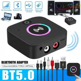 Högtalare Tebe 2 i 1 Bluetooth 5.0 Mottagare Sändare Audio 3.5mm AUX RCA Wireless Stereo Music Adapter Car Handfree för TV -högtalare