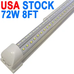 LED 상점 조명 8ft 8ft 72W 7200lm 6500K 반사기가있는 차고 조명, V 모양 LAIND SHOP LIGHTS LIGHTS, CLEAR 커버 천장 조명, T8 통합 픽스처 크레스트 checrestech